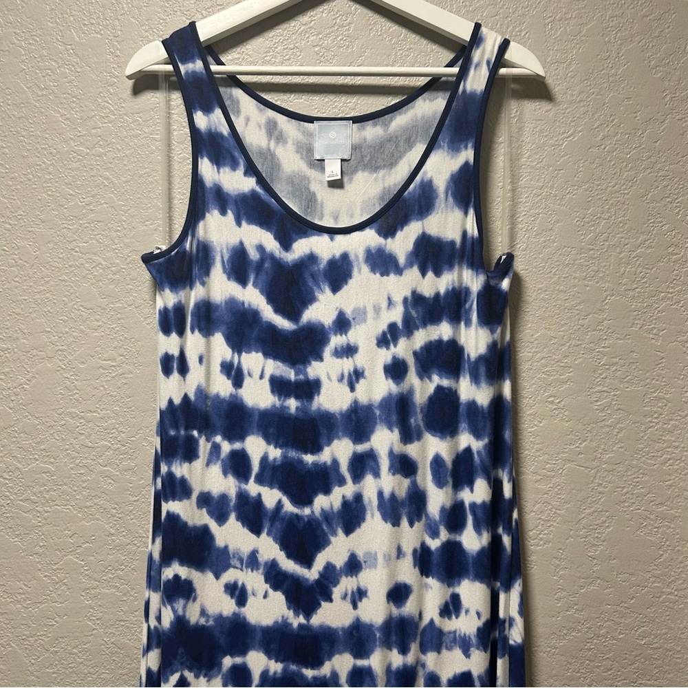 Sunday Maxi Dress Blue White Pink Tye Die - L